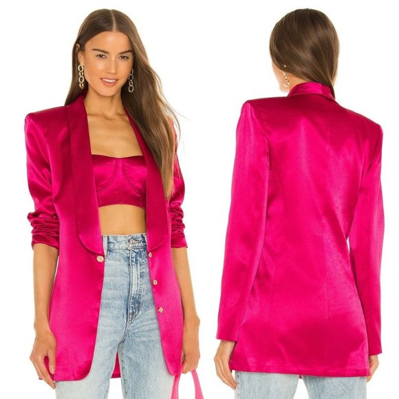 Bronx And Banco Women's Size XS Fuchsia Capri Satin Blazer